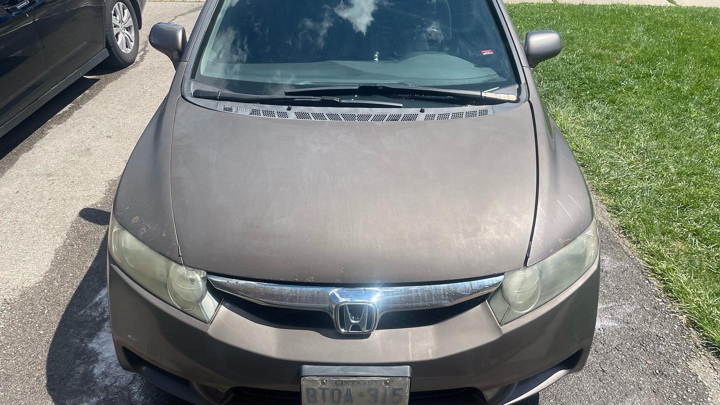 RSK Auto Detailing — Honda Civic exterior before detailing, oxidized paint and dirty hood