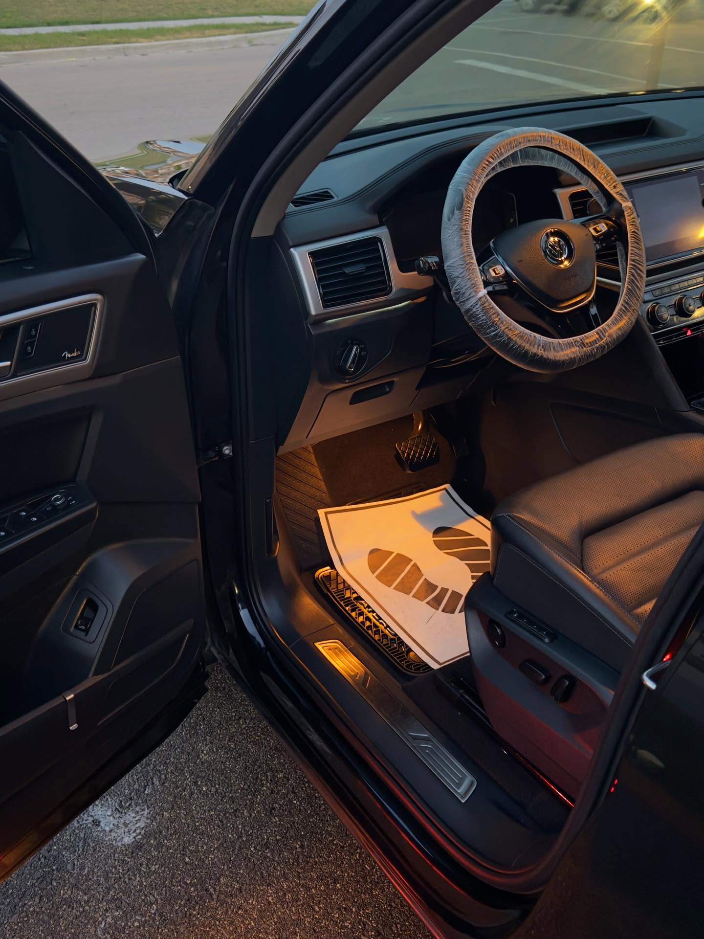 RSK Auto Detailing — VW Atlas interior after detailing, warm evening light